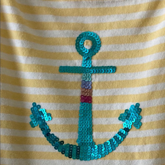 Talbots 3/4 sleeve striped top with sequin anchor - Picture 2 of 4